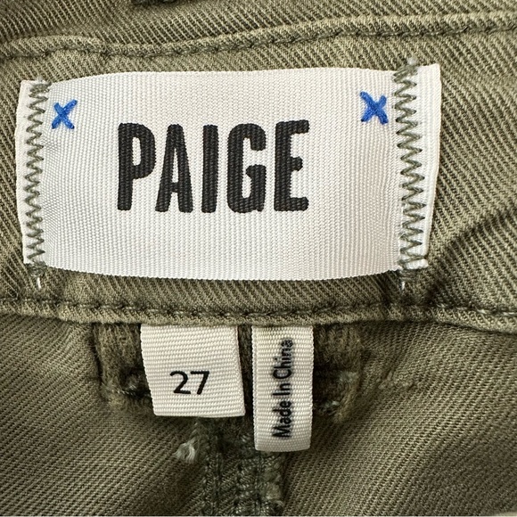PAIGE Harper Olive Green High Rise Wide Leg Paperbag Tie Waist Pants Size 27 - Picture 10 of 15